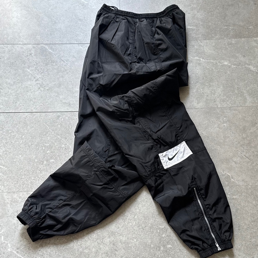Vintage Nike Team Nylon Swishy Track Pants Black XLT